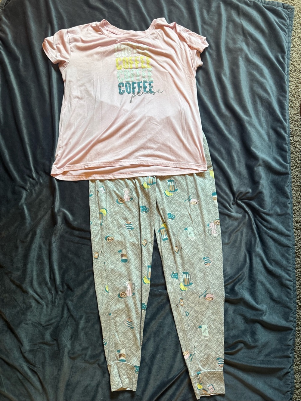 Women Pink Coffee Graphic Pajama Set